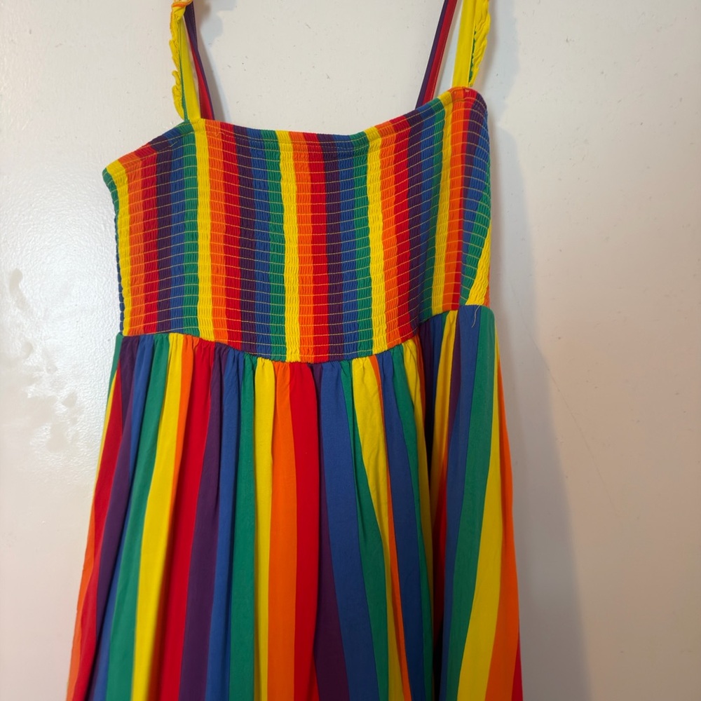 Rainbow Striped Sundress - Vibrant Multicolor Women's Dress